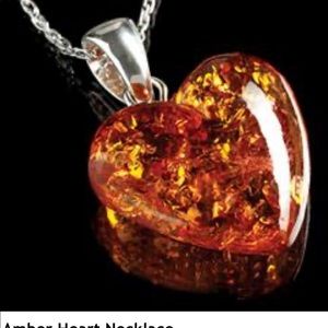 Amber heart necklace with sterling silver chain